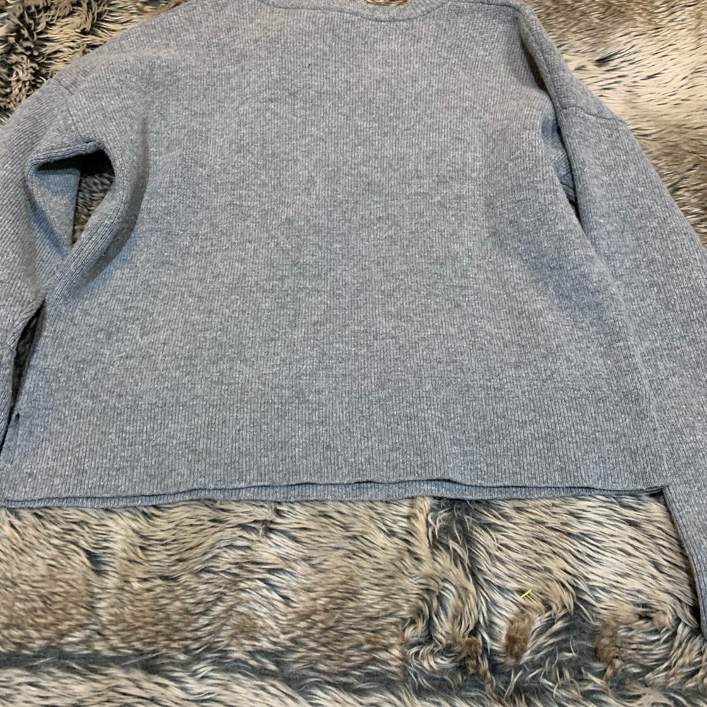 Madewell Lace Up Pullover Grey Sweater Size Small 100% Merino Wool Size M - Picture 4 of 8